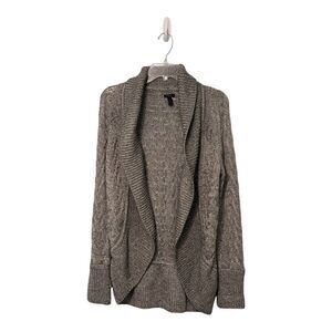 Soma Intimates Women's Gray Open Front Cable Knit Cardigan Sweater Size M